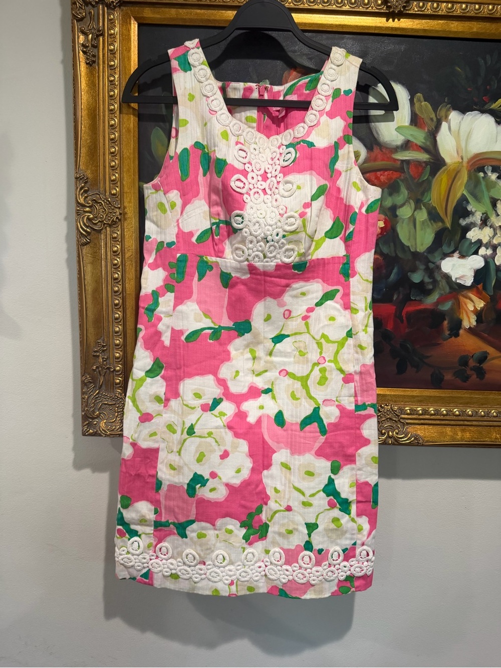 Lilly Pulitzer Pink and Green Floral Eyelet Dress